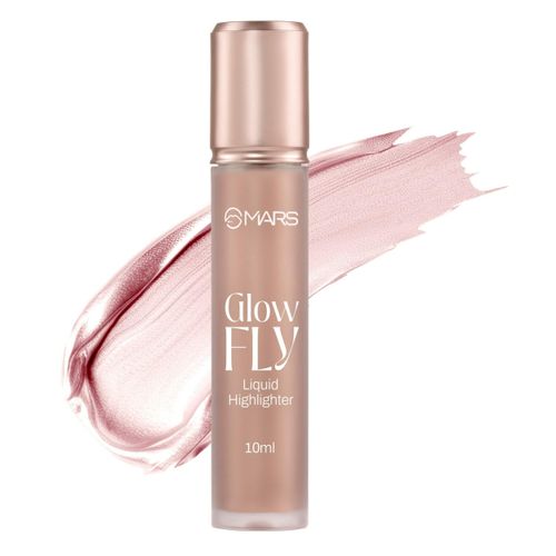 Mars Glow Fly Liquid Highlighter (10 ml) (01-Winged Rose) | Enriched With Sunflower Seed Oil | Radiant Glow | No Chunky Particles | Light-Weight & Long-Lasting | Ultra Blendable Formula