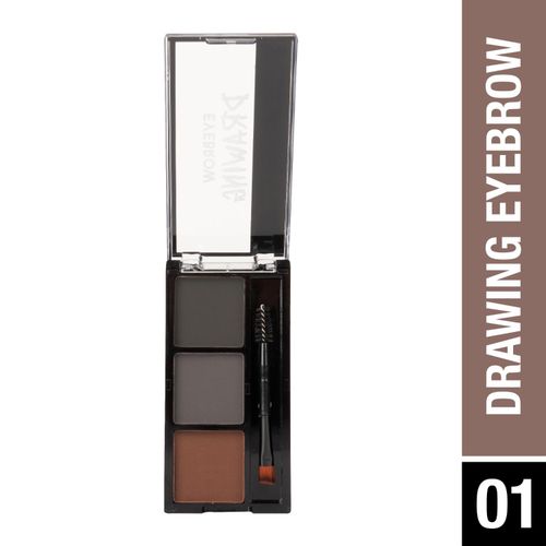 Hilary Rhoda Drawing Eyebrow Palette | Highly Blendable & Superfine Particles | 3 Natural Shades & Comes with a Spoolie | Long Lasting & Waterproof - 7.2 gm (Shade - 01)