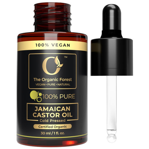 The Organic Forest 100% Plant Based Jamaican Black Castor Oil for Hair Growth - Cold Pressed Jamaican Castor Oil for Eyelashes, Eyebrows & Skin | Helps Thicker, Stronger Hair - Moisturizes Skin - Natural & Vegan 30 ml