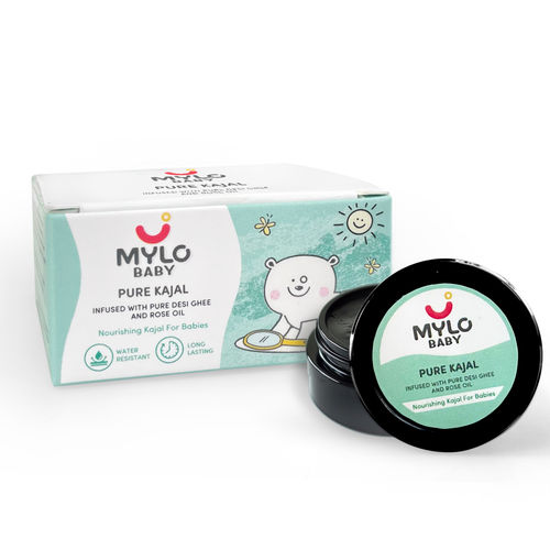 Mylo Baby Pure Kajal With Pure Desi Ghee SmudgeProof | Long Lasting | Water-Resistant | Soothes Dry Eyes 5 gm