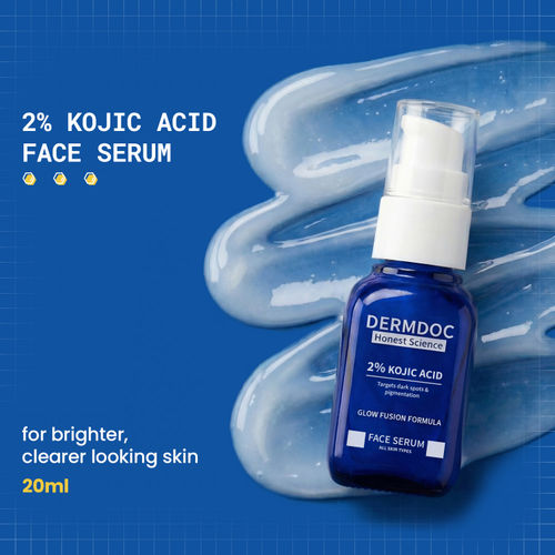 DERMDOC 2% Kojic Acid Face Serum | Dark Spots & Pigmentation Control | Brightening, Even-Tone Formula with Niacinamide + Alpha Arbutin + Glutathione | Night Repair & Spot Corrector Serum for Acne Marks, Tanning & Uneven Skin Tone – 20 ml