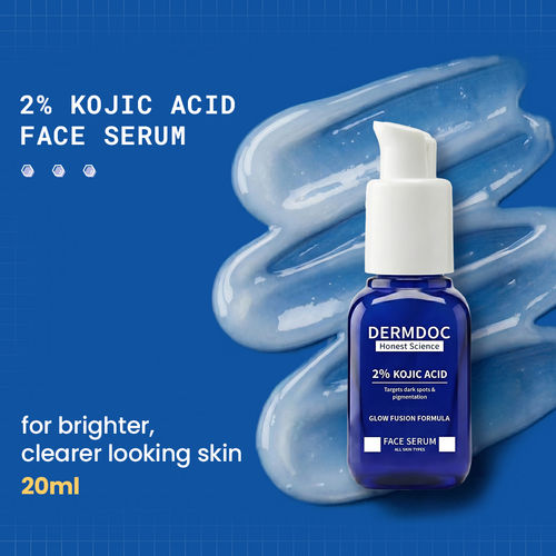 DERMDOC 2% Kojic Acid Face Serum | Dark Spots & Pigmentation Control | Brightening, Even-Tone Formula with Niacinamide + Alpha Arbutin + Glutathione | Night Repair & Spot Corrector Serum for Acne Marks, Tanning & Uneven Skin Tone – 20 ml