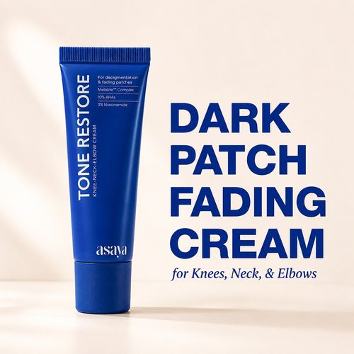 ASAYA Tone Restore Cream for Dark Knees, Elbows & Neck | Depigmenting Cream with MelaMe™ Complex, Kojic Acid, AHAs & Urea | Brightening & Smoothing | Evens skin tone | Smooths rough, textured skin | For Men & Women | 50 gm