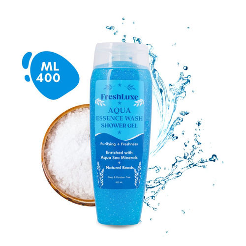 FreshLuxe Aqua Essence Shower Gel & Body Wash | Sea Salt & Scrub Beads | Deep Hydration & Refreshing Cleanse | 400 ml
