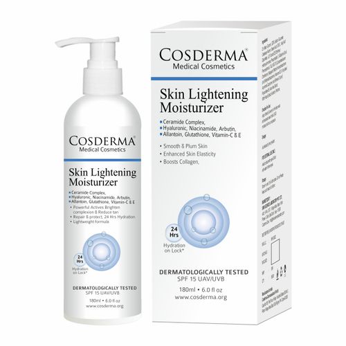 Cosderma Skin Lightening Moisturizer With Niacinamide, Arbutin, Glutathione & Vitamin C | Brightening, Hydrating & Collagen-Boosting Daily Moisturizer | 180 ml