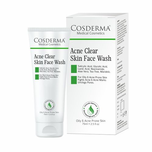 Cosderma Acne Clear Skin Face Wash for Oily and Acne Prone Skin | Deep Cleanse & Oil Control 75 gm