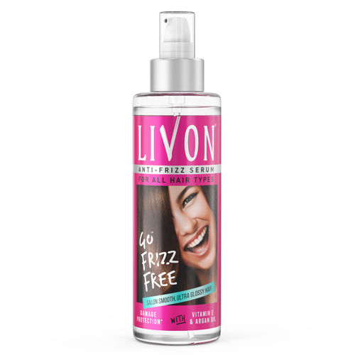Livon Serum for Women for All Hair Types for Frizz-free, Smooth & Glossy Hair with Argan Oil & Vitamin E, 200 ml