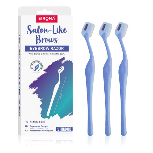 Sirona Reusable Eyebrow Razors for Women | Face Razor for Women for Facial Hair Removal | Gentle Eyebrow Shaper | Facial Razor with Protective Blade | Compact Grooming Tool | Pack of 3