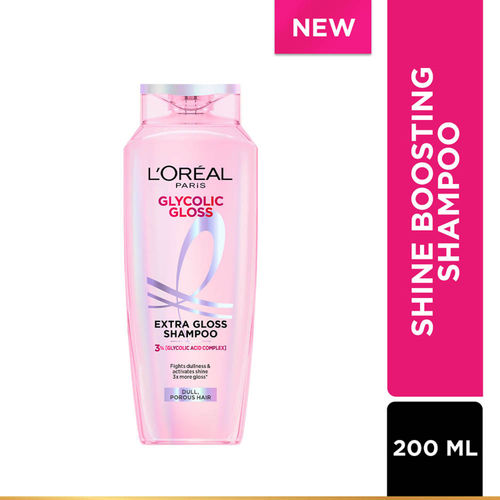 L'Oreal Paris Glycolic Gloss Shine Boosting Shampoo, Powered By 3% Glycolic Acid, for Dull Hair, Restores Hair Quality For Gives 3X More Gloss, 200 ml
