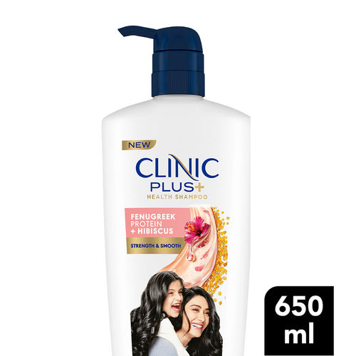 Clinic Plus Strength & Smooth Shampoo, Fenugreek Protein + Hibiscus, 650 ml