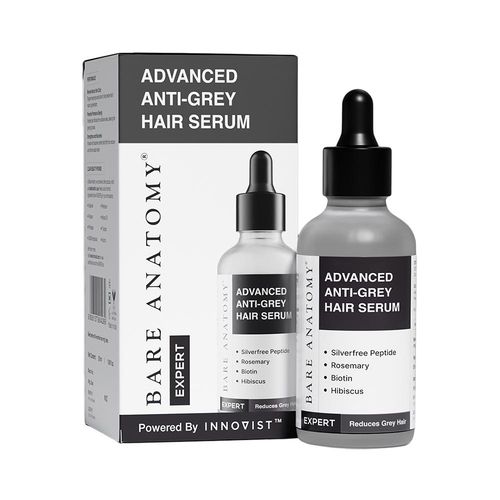 Bare Anatomy Advanced Anti-Grey Serum | Reduces Hair Greying | Silverfree Peptide + Biotin + Rosemary | Fast Absorbing, Odorless, Non-Sticky | Clinically proven formula For Men & Women | 50 ml
