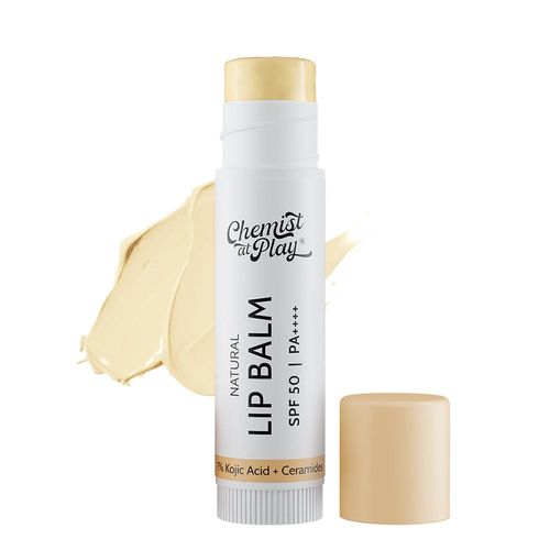 Chemist At Play's Natural Lip Balm| Repairs Chapped Lips Brightens Dark Lips | 1% Kojic Acid| SPF 50 PA++++| For men and women| 4.5 gm