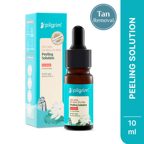Pilgrim 25% AHA, 2% BHA, 5% PHA Peeling Solution Face Serum for Exfoliation|Detan 10 ml