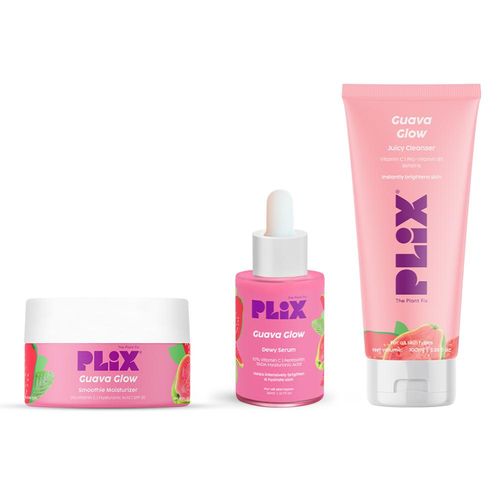 PLIX Guava Glow 3-in-1 Skincare Set: Cleanser (100 ml), Vitamin C (30 ml) & Moisturizer (50 gm) Combo of 3