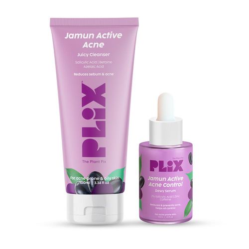 PLIX Jamun Face Wash (100 ml) and Active Acne Serum (30 ml) Combo of 2 For Active Acne & Oil Control, For Breakouts | Oily & Acne Prone Skin | Women & Men