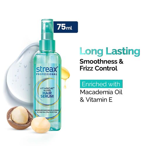 Streax Professional Vitariche Gloss Hair Serum for Frizz-Free Hair, 75 ml