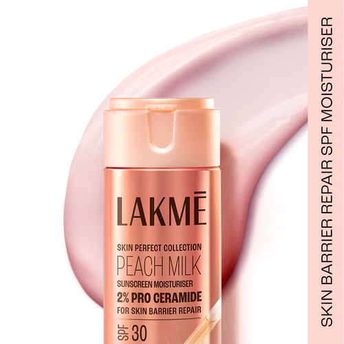 Lakme Peach Milk Sunscreen Moisturizer With 2% Pro Ceramide | SPF 30| For Skin Barrier Repair | Suitable for Dry, Normal & Sensitive Skin | 60 ml