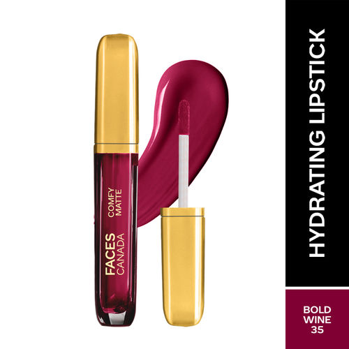 FACES CANADA Comfy Matte Liquid Lipstick - Bold Wine 35, 3.8 ml | Comfortable 10HR Longstay | Intense Matte Color | Almond Oil & Vitamin E Infused | Super Smooth | No Dryness | No Alcohol