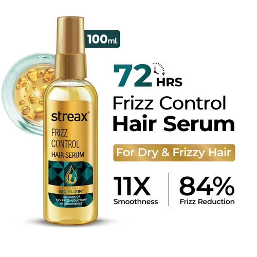 Streax frizz Hair serum, 100 ml I with Bio - Elixir I Controls split ends I 84% reduction in Split Ends I 60% reduction in dryness