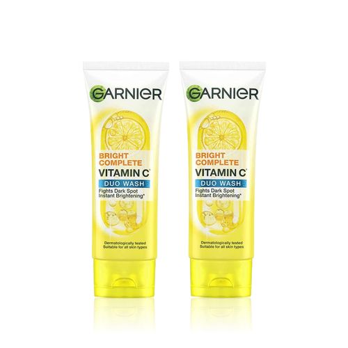 Garnier Skin Naturals Bright Complete BRIGHTENING DUO ACTION Face Wash with Lemon Extract 100 gm (Pack of 2)