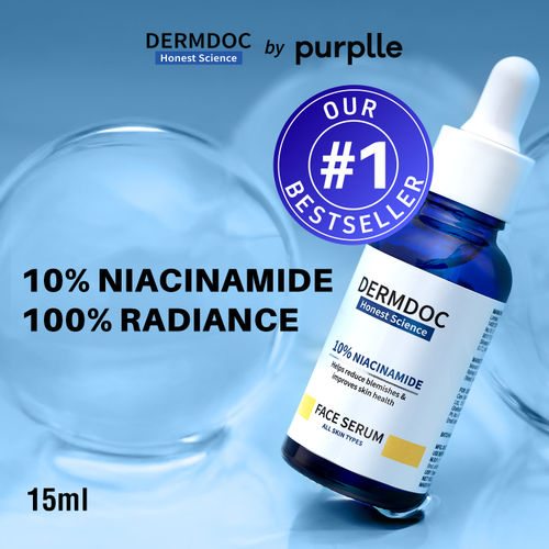 DERMDOC by Purplle 10% Niacinamide Face Serum (15 ml) | Skin Brightening | Fades Dark Spots| Niacinamide Face Serum I Niacinamide for Oily Skin