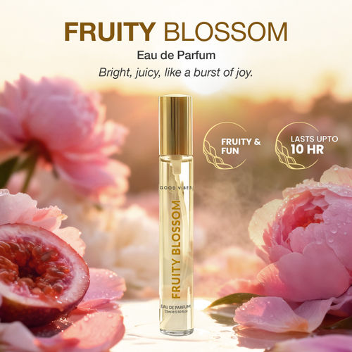 Good Vibes Fruity Blossom Eau de Parfum – Passionfruit & Peony | Fruity Floral Perfume | Fresh, Playful & Uplifting Scent | Long-Lasting up to 10 Hours | Travel-Friendly Pocket Perfume for Women & Girls – 15 ml