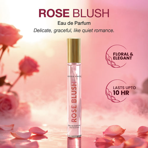 Good Vibes Rose Blush Eau de Parfum – Rose & Vanilla Musk | Soft Floral Perfume | Romantic, Elegant & Sweet Scent | Long-Lasting up to 10 Hours | Travel-Friendly Feminine Pocket Perfume for Women – 15 ml