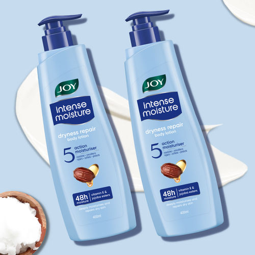 Joy Intense Moisture Shea Butter Body Lotion For Dry Skin (400 ml x 2) | 5 Action Moisturizer - Nourishes Smoothens Repairs Softens & Moisturizes | Body Lotion For Men & Women Pack of 2