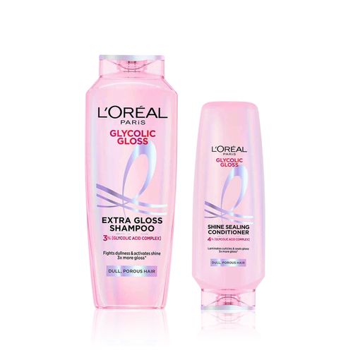L'Oreal Paris Gloss Shine Combo of 2 | 3X Shine Shampoo (340 ml) & Conditioner (175 ml) | For Smooth, Glossy Hair