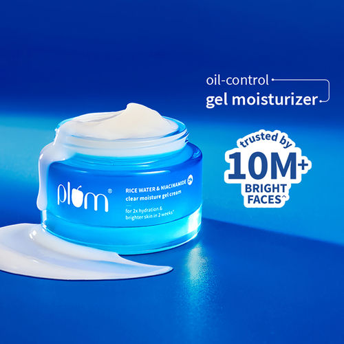 Plum 2% Niacinamide & Rice Water Superlight Gel Cream Moisturizer for Face | Oil-Free Hydration | Brightens, Fades Blemishes | Dermat-Tested | All Skin Types | Women & Men | 100% Vegan | 25 gm