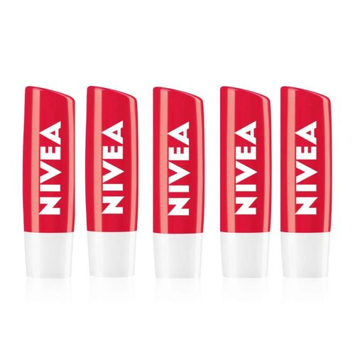 Nivea Fruity Shine Strawberry Lip Balm Pack Of 5(4.8 gm x 5)