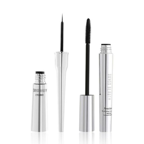 Swiss Beauty Precision Mascara - Black (8.5 ml) + Swiss Beauty Liquid Eyeliner - Black(4 ml) Combo of 2