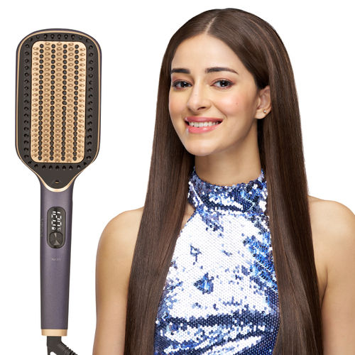 Vega Hair Straightener Brush with Up to 12 Hrs Straightening Effect, Triple Care & ThermoProtect Technology, Frizz Free Hair in Few Mins, Hot Brush with 5 Temperature Settings, (Litstyle L1, VHSB-06) - 1 pc