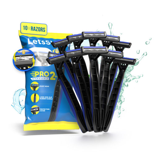 LetsShave Pro 2 Plus Men’s Razor | Disposable Twin Blade | Pack of 10
