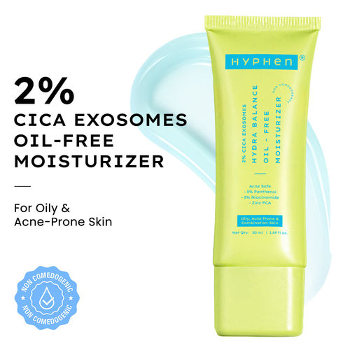 Hyphen 2% Cica Exosomes Oil-Free Moisturizer for Oily & Acne-Prone Skin | 10X Deeper Hydration | 5% Niacinamide for Oil Control | Water-Light - 50 ml
