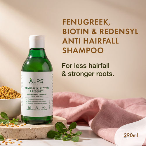 Alps Goodness Fenugreek Biotin & Redensyl Anti Hairfall Shampoo (290 ml) | Methi Hairloss Control Shampoo For All Hair Types | Sulphate, Silicone & Paraben Free | Gentle & Mild Cleansing Shampoo| Vegan