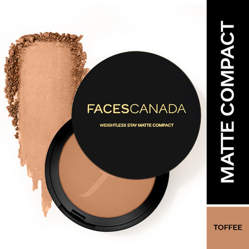 FACES CANADA Weightless Stay Matte Finish Compact Powder - Toffee 05, 9 gm | SPF 20 | Non Oily Matte Look | Evens Out Complexion | Prevents Acne | Blends Effortlessly | Pressed Powder For All Skin Types