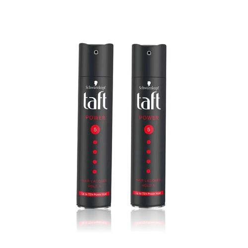 Schwarzkopf TAFT Power Hair Spray With Caffeine Formula Pack of 2 For Strengthening - Hold 5 Lasts 72 Hrs(250 ml)