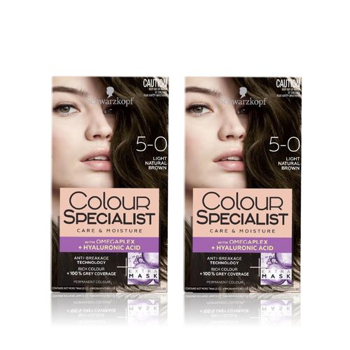 Schwarzkopf Colour Specialist At Home Permanent Hair Colour Pack of 2 - 5.0 Light Natural Brown(165 ml)