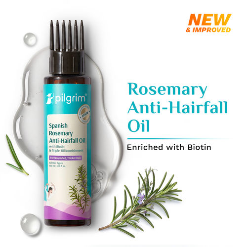 Pilgrim Rosemary & Biotin Hair Growth Oil to Control Hair Fall, 100 ml, Strengthens Hair roots, Improves Hair Growth & Thickness, For Men & Women