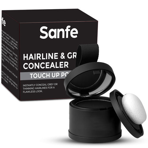 Sanfe Touch up Powder with Mirror | Instantly Conceals Hair Loss & Grays | Enhance Hairline Precision | Water & Sweat Resistant | 48-Hour Stay | Stain-Proof | Hairline Powder for Women & Men | Compact & Portable! 4 gm