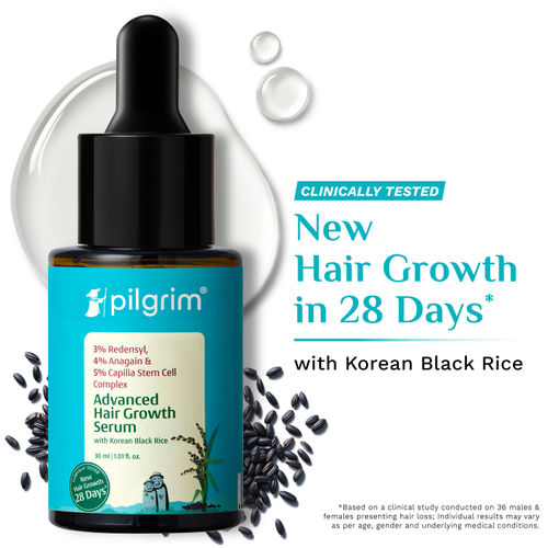 Pilgrim 3% Redensyl & 4% Anagain Advance Hair Growth Serum|Thick Hair|Korean Black Rice (30 ml)