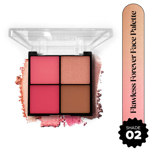Hilary Rhoda Flawless Forever Face Palette | Highlighter, Contour & 2 Blushes | All-in-one Face Makeup Kit | Highly Pigmented & Long Lasting Face Palette | 11.2 gm (Medium- Shade 02)