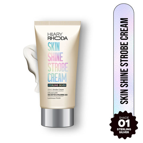 Hilary Rhoda Skin Shine Strobe Cream | 2 in 1 - Highlighter & Moisturiser | Shea Butter & Hyaluronic Acid | Intense Hydration | Weightless formula & Luminous Finish - 25 ml (Sterling Silver - Shade 01)