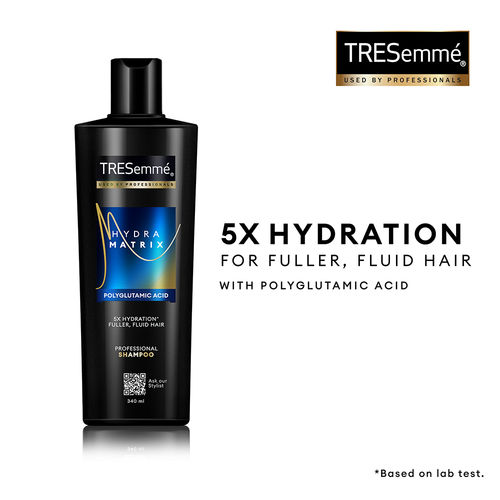 TRESemme Hydra Matrix Shampoo | Polyglutamic Acid for 100H of Hydrated, Fluid Hair, Paraben Free - 340 ml
