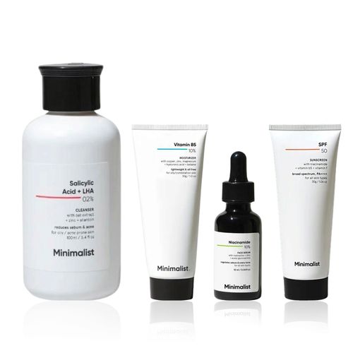 Minimalist CSMS Travel Kit : (Cleanser 100 ml + Niacinamide Serum 10 ml + Moisturizer 30 gm+ Sunscreen 30 gm) Combo of 4