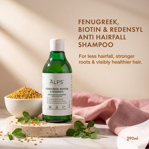 Alps Goodness Fenugreek Biotin & Redensyl Anti Hairfall Shampoo (290 ml) | Methi Hairloss Control Shampoo For All Hair Types | Sulphate, Silicone & Paraben Free | Gentle & Mild Cleansing Shampoo| Vegan