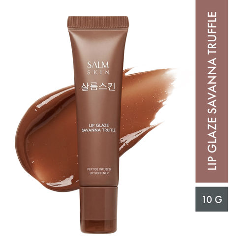 Salm Skin Lip Glaze Savanna Truffle (10 gm) | Repairs Dry & Chapped Lips | Peptide Infused Lip Softener | Brown tint with Sheen | Korean Lip Balm
