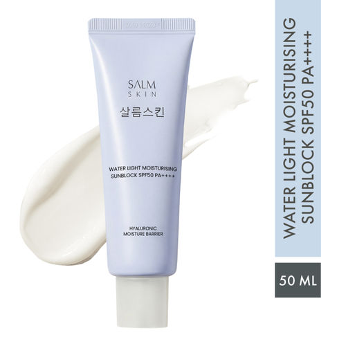 Salm Skin Waterlight Moisturising Sunblock with SPF50 PA++++ (50 ml) | Korean Sunscreen | No white-cast & Non-greasy | Protects Skin's Natural Barrier
