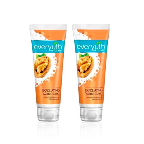 Everyuth Naturals Exfoliating Walnut Scrub Pack of 2 | Removes Blackheads & Dead Skin Cells | Deep Cleansing, Exfoliating & Brightening Formula for Smooth, Glowing Skin | Skincare Duo (100 gm x 2)